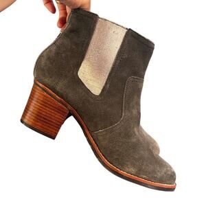 Sperry Gray Ankle Boots with Brown Heel